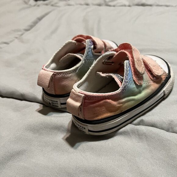 Converse All Star Toddler 5 Low Top Pink Tie Dye Canvas Sneaker Shoes Straps - Picture 2 of 9